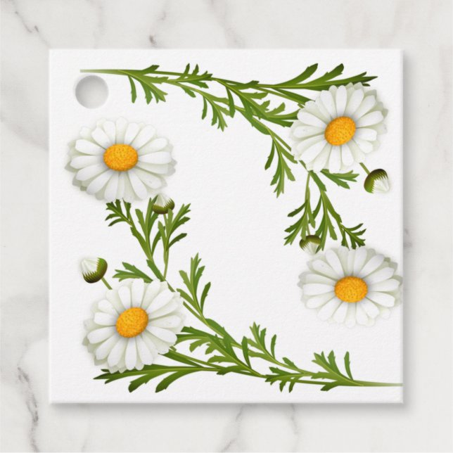 Elegant Cut Daisies Favour Tags (Front)