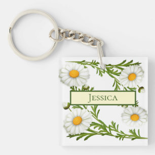 Elegant Cut Daisies Key Ring