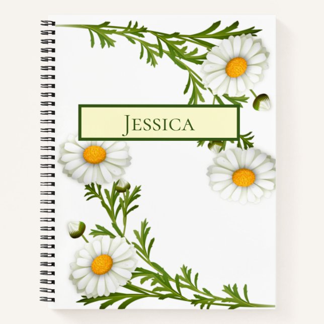 Elegant Cut Daisies Notebook (Front)