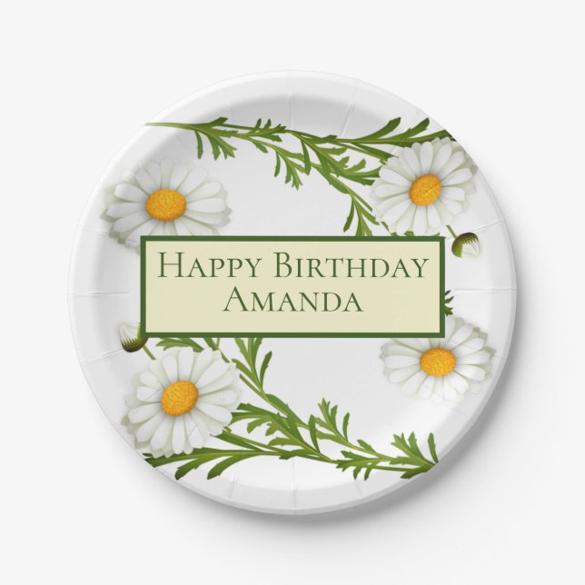 Elegant Cut Daisies Paper Plate (Front)