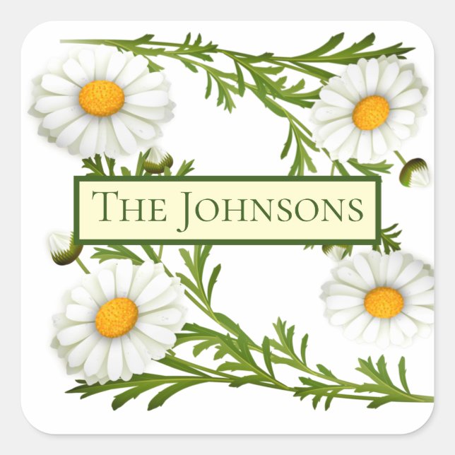 Elegant Cut Daisies Square Sticker (Front)