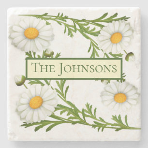 Elegant Cut Daisies Stone Coaster
