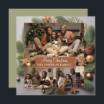 Elegant Cute 3 Photo Family Christmas Evergreen Holiday Card<br><div class="desc">An elegant modern festive evergreen Christmas holiday 3 photo family greeting card with boho rustic evergreen boughs and ornaments, in cute light terracotta and green hues. Rustic modern vibe. Replace these placeholder photos with your own holiday photos. Customise with your photos, and get it in print, as a digital download,...</div>
