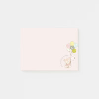 Elegant Cute Blush Bear Balloon Girly Monogram