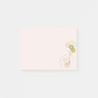 Elegant Cute Blush Bear Balloon Girly Monogram Post-it Notes