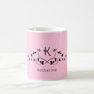 Elegant cute blush pink monogram mug