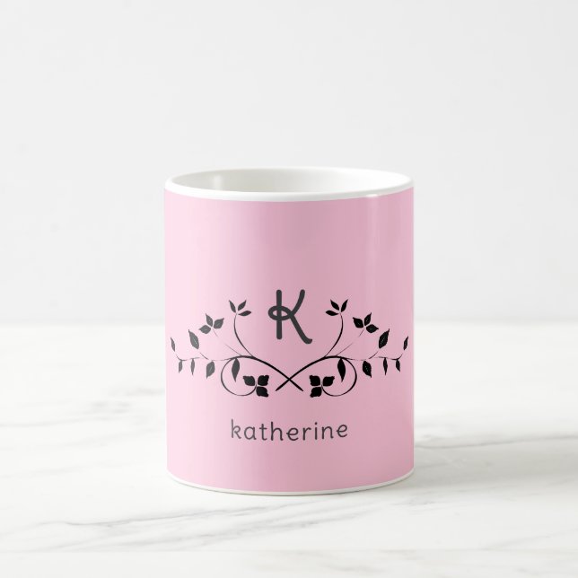 Elegant cute blush pink monogram mug (Center)