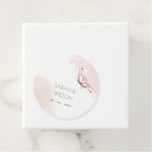 ELEGANT CUTE BLUSH WATERCOLOR BUTTERFLY WEDDING FAVOUR TAGS