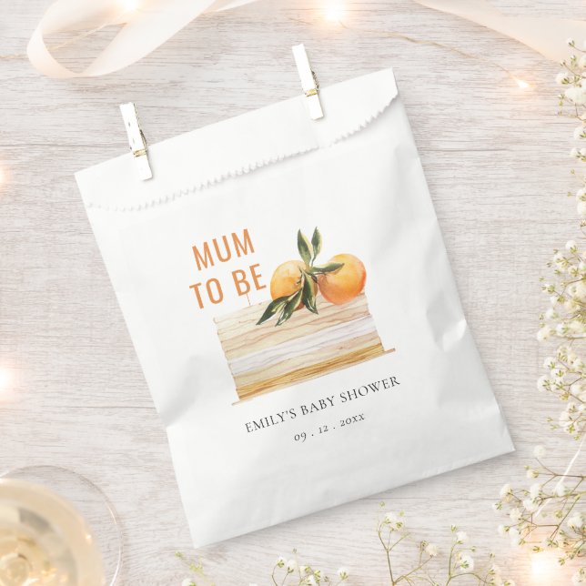 Elegant Cute Boho Orange Fruit Cake Baby Shower Favour Bag (Clipped)