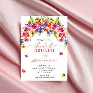 Elegant Cute Bright Colourful Floral Bridal Brunch Invitation