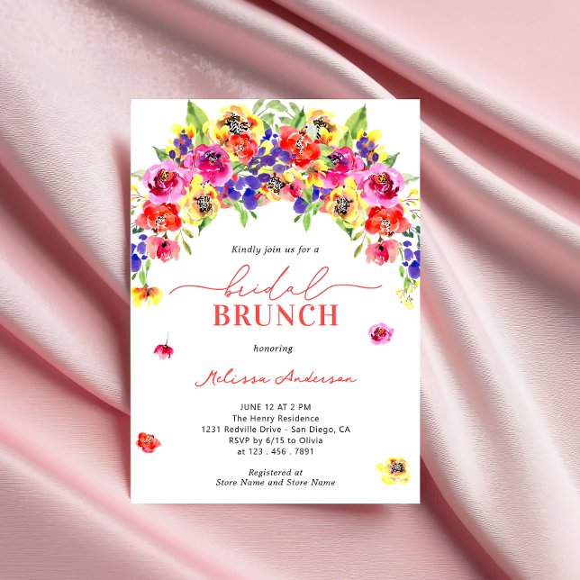 Elegant Cute Bright Colourful Floral Bridal Brunch Invitation (Creator Uploaded)