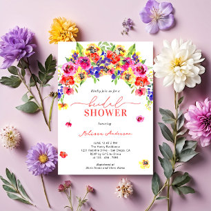 Elegant Cute Bright Colourful Floral Bridal Shower Invitation