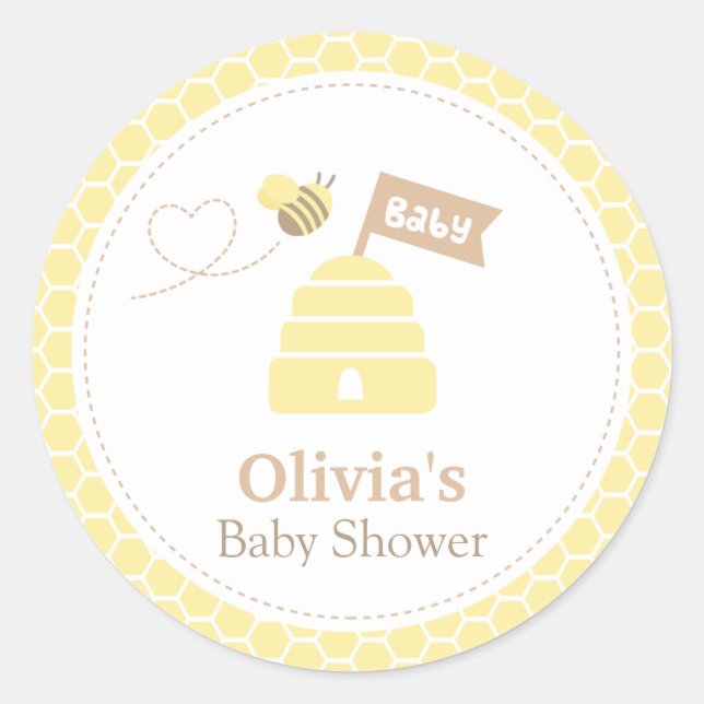 Elegant Cute Bumble Bee Baby Shower Labels (Front)