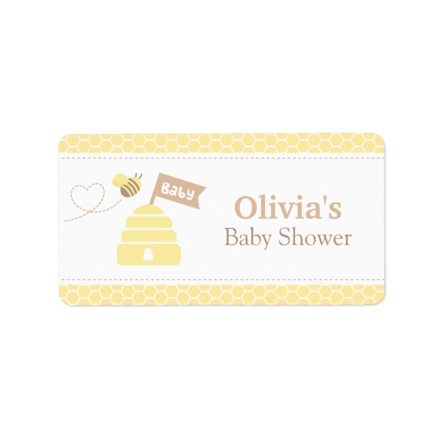 Elegant Cute Bumble Bee Baby Shower Labels (Front)