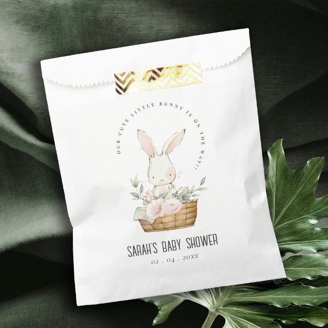 Elegant Cute Bunny In Floral Basket Baby Shower Favour Bag (Creator Uploaded)