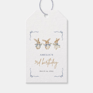 Elegant Cute Bunny Kid Easter 3rd Birthday Party Gift Tags