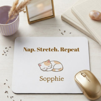 Elegant Cute Cat Lover Trendy Classy Stylish  Mouse Pad