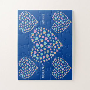 Elegant Cute Colourful Heart Pattern Design Jigsaw Puzzle