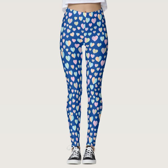Elegant Cute Colourful Heart Pattern Design Leggings (Front)