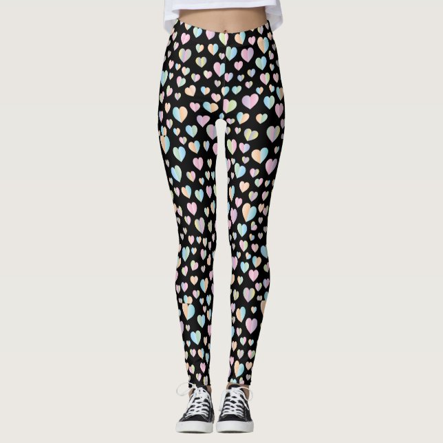 Elegant Cute Colourful Heart Pattern Design Leggings (Front)