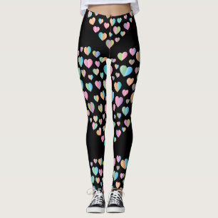 Elegant Cute Colourful Heart Pattern Design Leggings