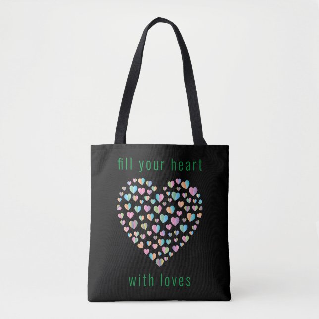 Elegant Cute Colourful Heart Pattern Design Tote Bag (Front)