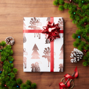 Elegant cute copper rose gold Christmas pattern Wrapping Paper