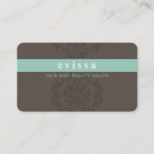 ELEGANT cute damask pattern finesse grey mint Business Card