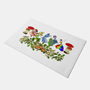 Elegant Cute Dancing Girls Mushroom Fall Pumpkin Doormat