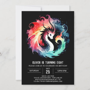 Elegant Cute Dragon Birthday Invitation
