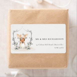 Elegant Cute Dusky Deer Floral Crest Address