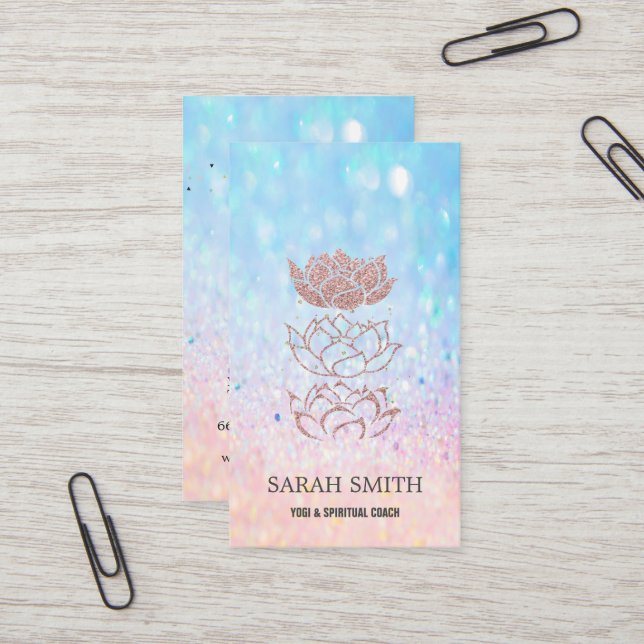 Elegant Cute Elegant Bokeh Diamonds  Lotus Business Card (Front/Back In Situ)