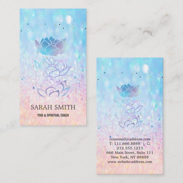 Elegant Cute Elegant Bokeh  holographic Lotus Business Card (Front/Back)