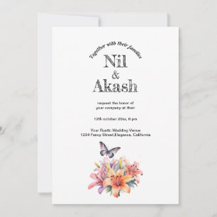Elegant Cute Floral & Butterfly Design Invitation