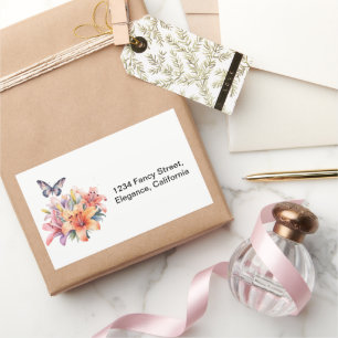 Elegant Cute Floral & Butterfly Design Rectangular Sticker