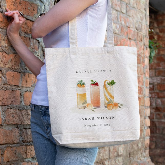 Elegant Cute Fruit Cocktail Orange Bridal Shower Tote Bag (Creator Uploaded)