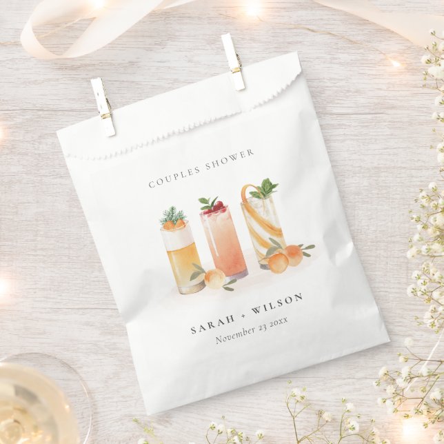 Elegant Cute Fruit Cocktail Orange Couples Shower Favour Bag (Clipped)