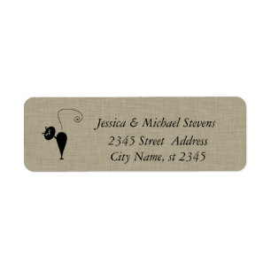Elegant cute funny cat linen return address label