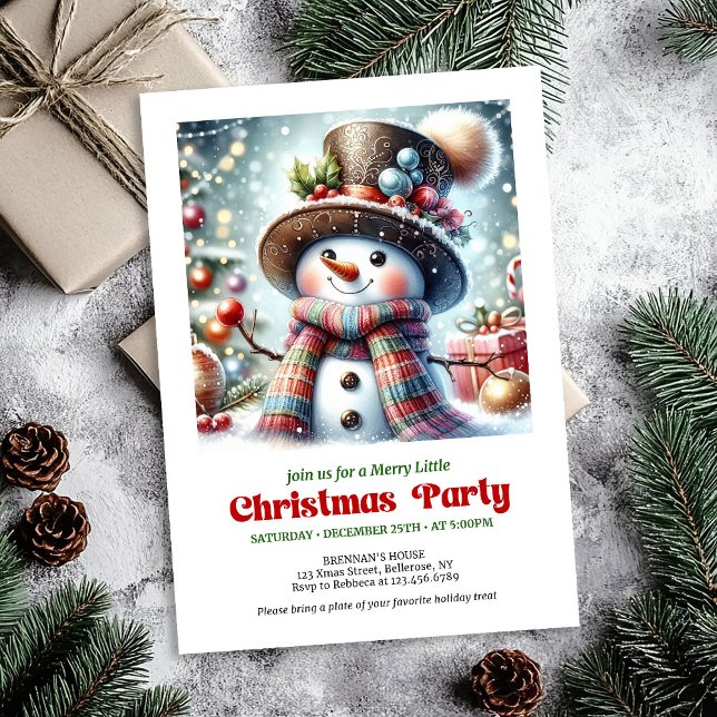 Elegant cute funny snowman holiday invite festive (Elegant funny snowman holiday invite festive digital

)