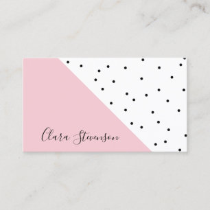 Elegant cute geometric black dots pastel pink business card