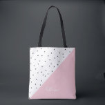 Elegant cute geometric black dots pastel pink tote bag<br><div class="desc">Girly combination of black polka dots and pastel pink.</div>