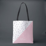Elegant cute geometric black dots pastel pink tote bag<br><div class="desc">Girly combination of black polka dots and pastel pink.</div>