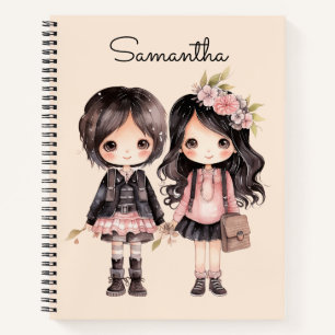 Elegant cute girls Back to school personalised  Notebook