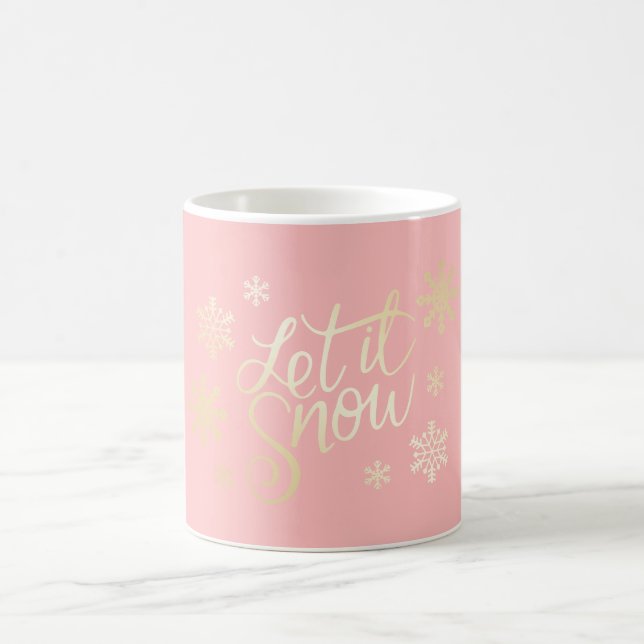 Elegant Cute Gold Glitter Let It Snow & Snowflakes Coffee Mug (Center)