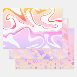 Elegant Cute Holographic Christmas Patterns  Wrapping Paper Sheet