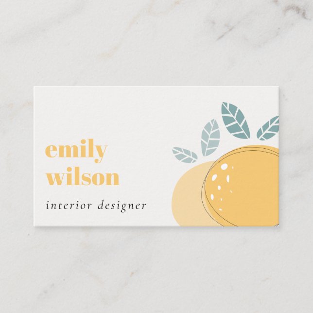Elegant Cute Lemon Abstract Bold Fruity Citrus Business Card (Front)