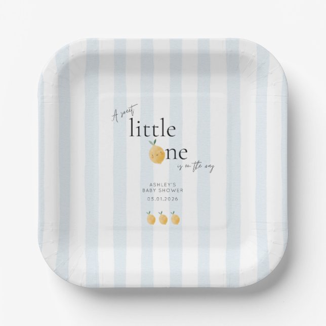 Elegant Cute Lemon Citrus Baby Shower Paper Plate (Front)
