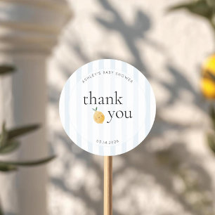 Elegant Cute Lemon Citrus Baby Shower Thank You Classic Round Sticker