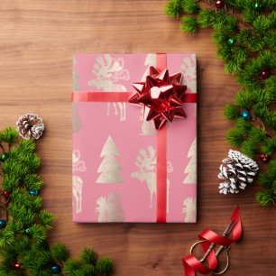 Elegant cute light rose gold Christmas pattern Wrapping Paper