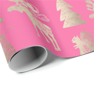 Elegant cute light rose gold Christmas pattern Wrapping Paper